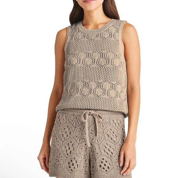 Splendid NWT Celine Crochet Sweater Coordinating Crewneck Short Set - Picture 2 of 6